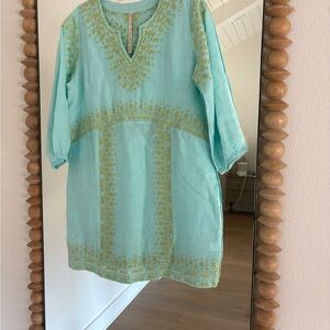 Uncle Frank Aqua Embroidered Dress